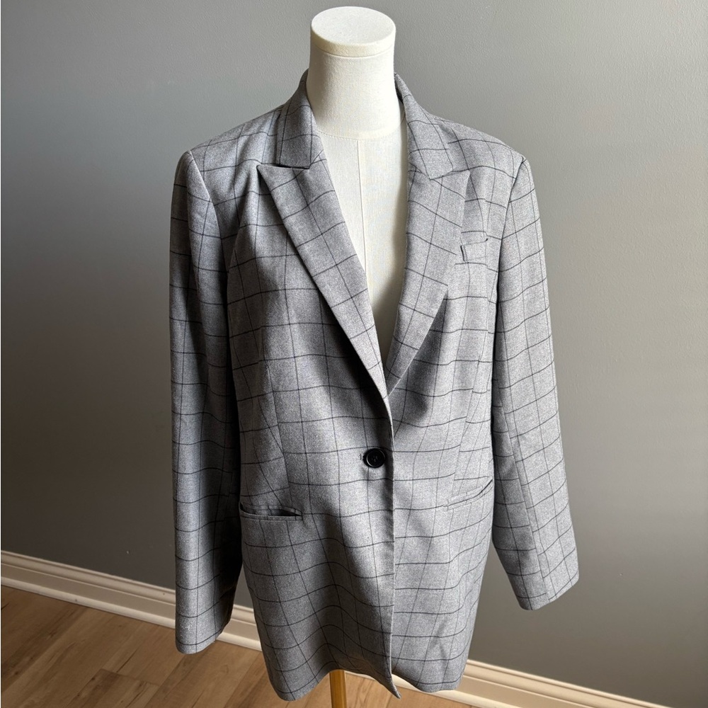 Calvin Klein Windowpane Oversized Blazer